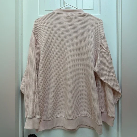 Aerie Light Pink Waffle Knit Crewneck Sweater - Picture 4 of 9